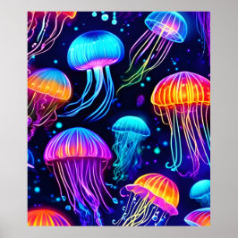 Póster Neon Jellyfish Dreams