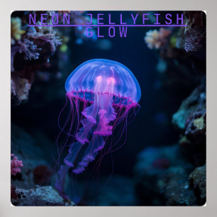 Póster Neon Jellyfish GlowSubwater Cave