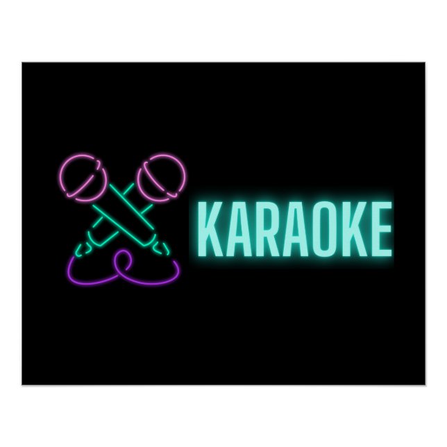 Póster Neon Karaoke Mics and Text (Anverso)