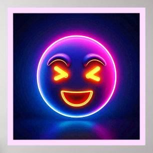 Póster Neon Laughing Emoji Joy