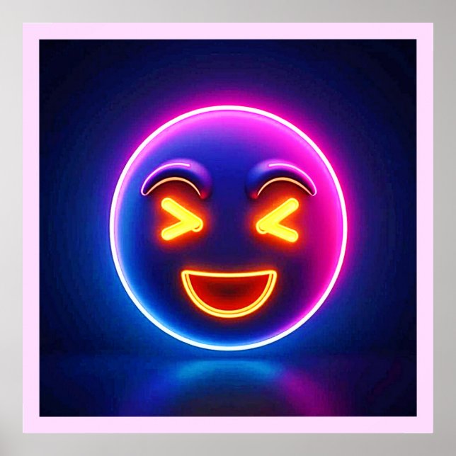 Póster Neon Laughing Emoji Joy (Frente)
