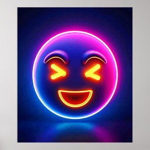 Póster Neon Laughing Emoji Joy