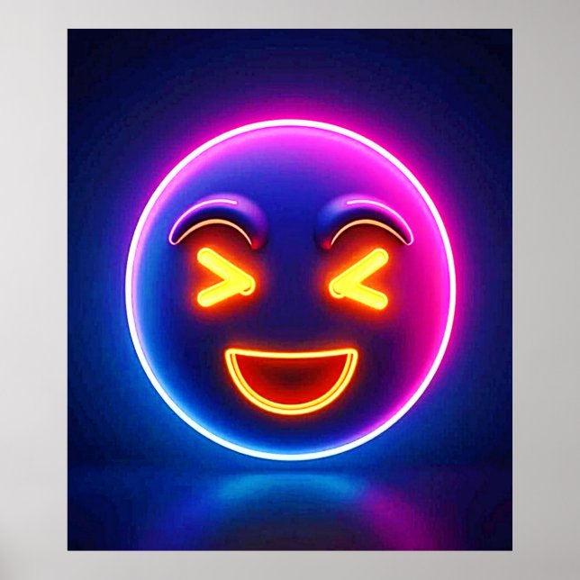 Póster Neon Laughing Emoji Joy (Frente)