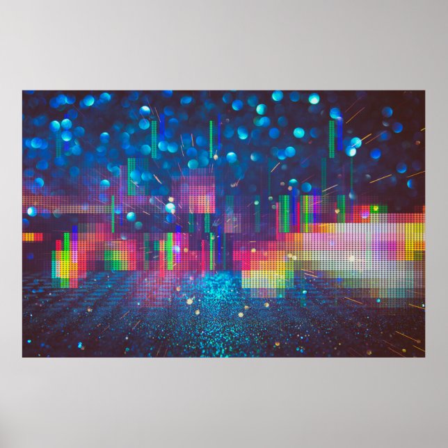 Póster Neon lights and geometric seamless pattern (Frente)