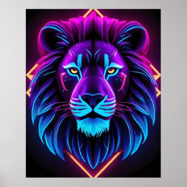 Póster Neon Lion