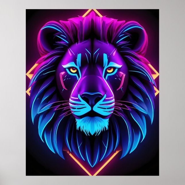 Póster Neon Lion (Frente)
