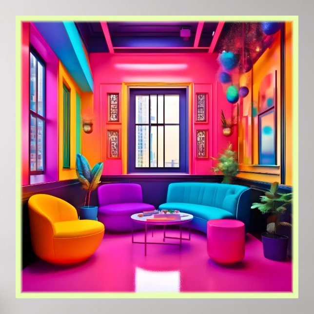 Póster Neon Living Room Bold Colores (Frente)