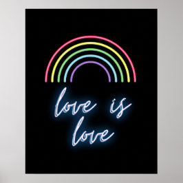 Póster Neon Love is Love Rainbow