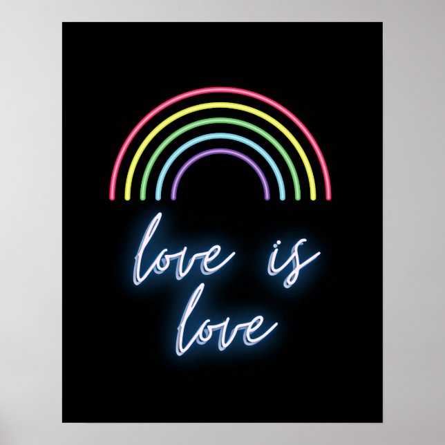 Póster Neon Love is Love Rainbow (Frente)