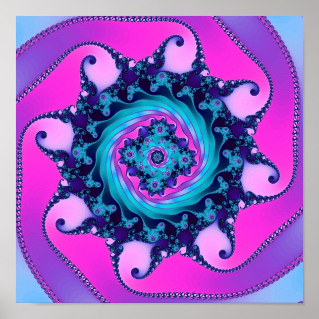 Póster Neon Mandelbrot Fractal (Frente)