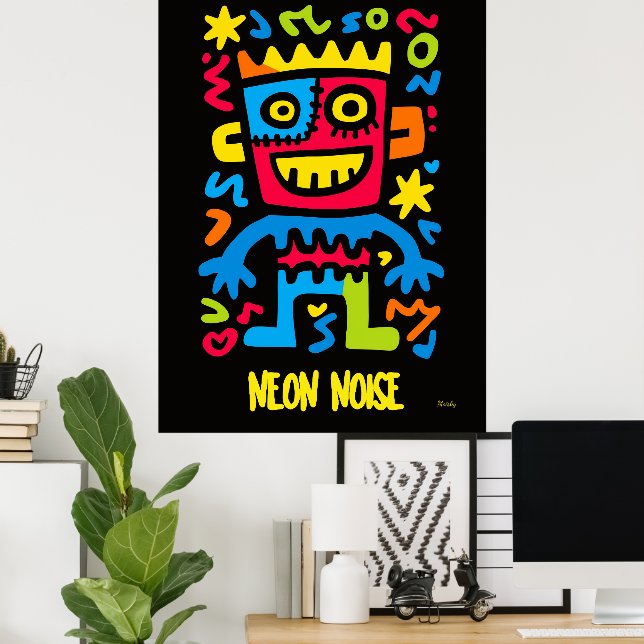 Póster Neon Monster Poster - Pop Art Halloween Design (Oficina en casa)