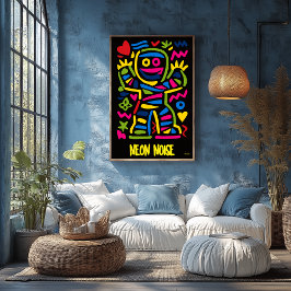 Póster Neon Mummy Poster - Pop Art Halloween Character