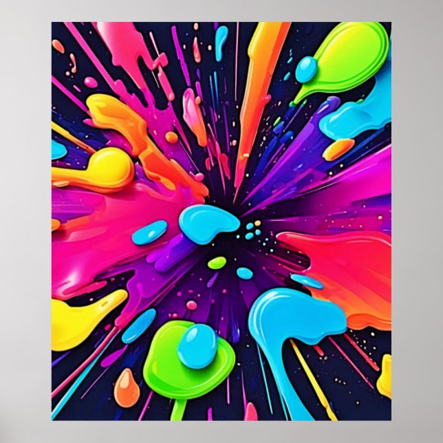 Póster Neon Paint Burst Art (Frente)
