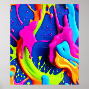 Póster Neon Paint Drip Art