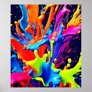 Póster Neon Paint Fluid Explosion