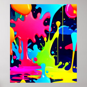 Póster Neon Paint Splash Dris Chaos