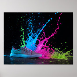 Póster Neon Paint Splash en una zapatera