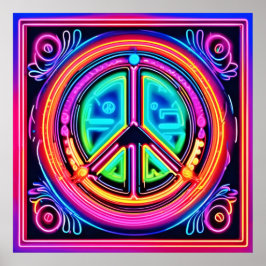 Póster Neon Peace Mandala