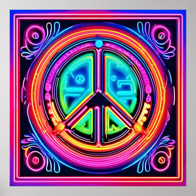 Póster Neon Peace Mandala (Frente)