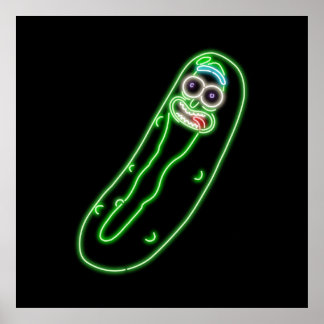 Póster Neon Pickle Rick Black