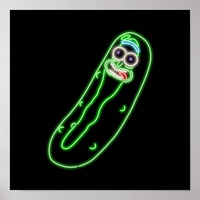 Póster Neon Pickle Rick Black (Frente)