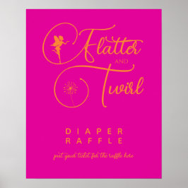 Póster Neon Pink Naranja Minimalista Diaper Raffle