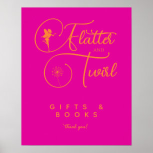 Póster Neon Pink Naranja Regalos Y Libros Minimalistas De