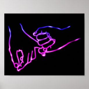 Póster Neon Pinky Promise Minimal Line Art Cute Simple