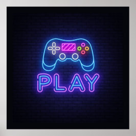 Póster Neon Play Gamer