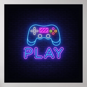 Póster Neon Play Gamer