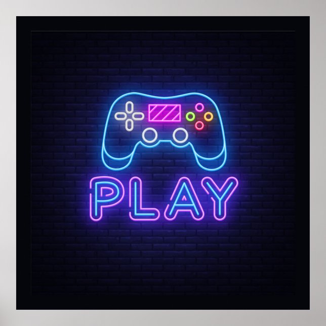 Póster Neon Play Gamer (Frente)