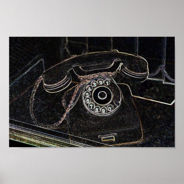 Póster Neon-Pop-Art antiguo Poster de teléfono viejo (Frente)