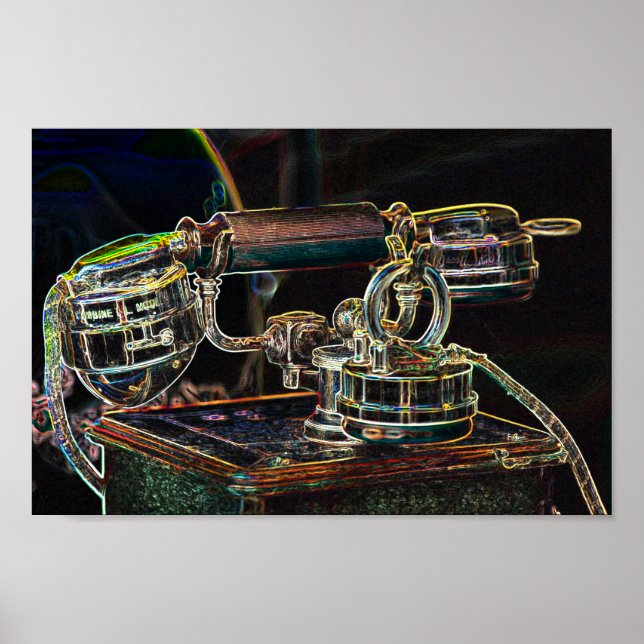 Póster Neon-Pop-Art antiguo Poster de teléfono viejo (Frente)