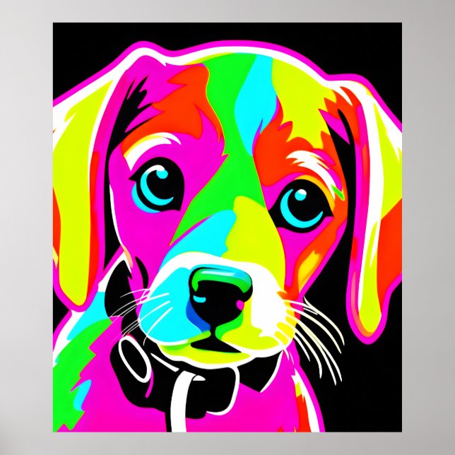 Póster Neon Puppy Pop Art (Frente)