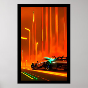 Póster Neon Race Night 3000 - Ken Gage Art
