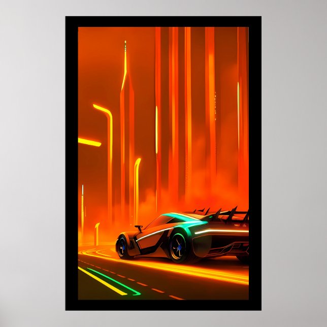 Póster Neon Race Night 3000 - Ken Gage Art (Frente)