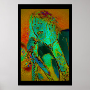 Póster Neon Rock Singer