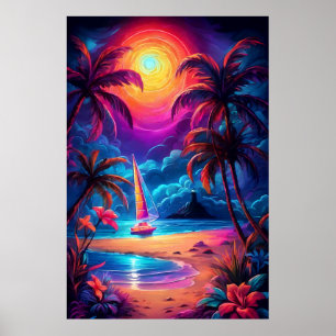Póster Neon Seaside Beach 2