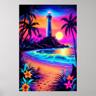 Póster Neon Seaside Beach 3