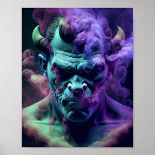 Póster neon smoke demon soul skull