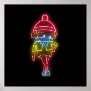 Póster Neon Sneaky Sasquatch