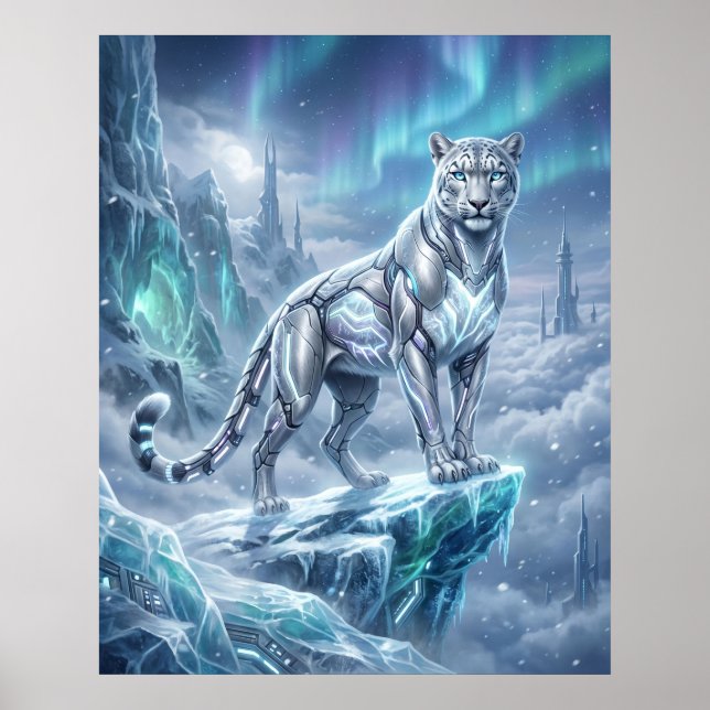 Póster Neon Snow Leopard Glacier Spire (Frente)