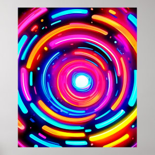 Póster Neon Spiral Light Art