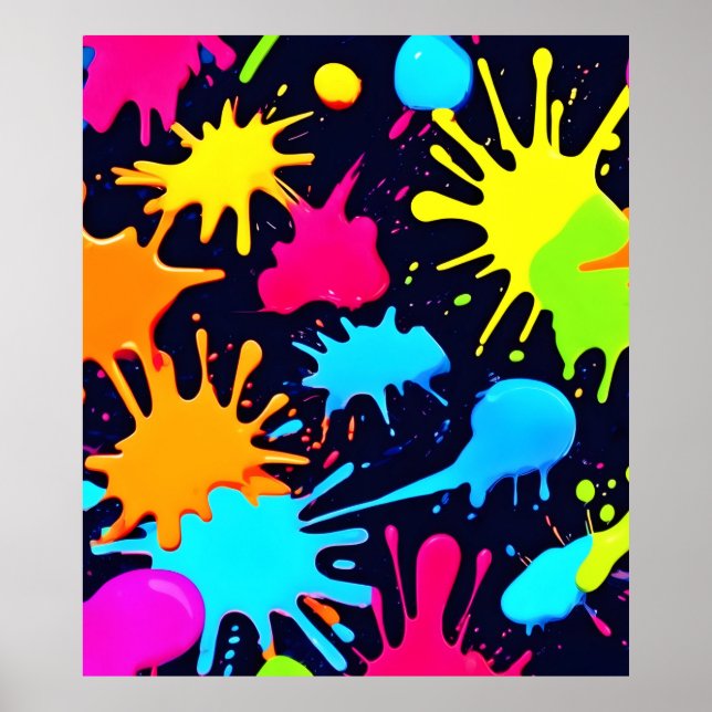 Póster Neon Splatter Art: Expresionismo abstracto vibrant (Frente)