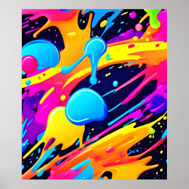 Póster Neon Splatter Paint Art