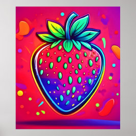 Póster Neon Strawberry Pop