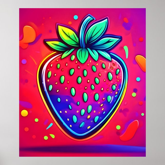 Póster Neon Strawberry Pop (Frente)