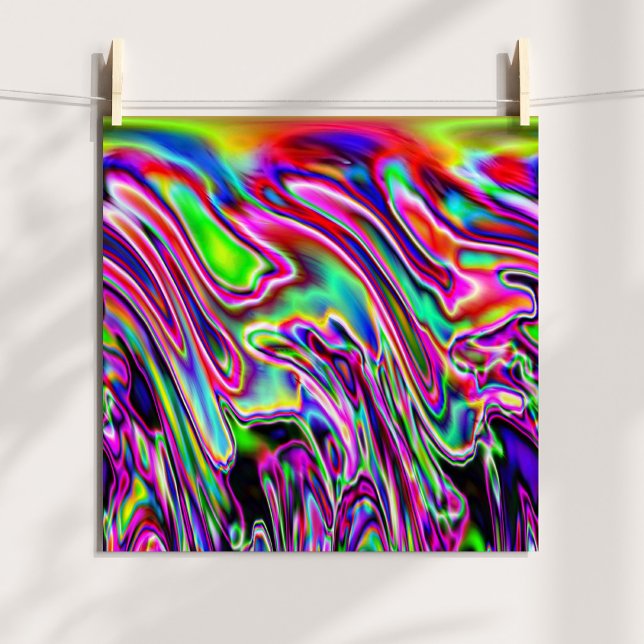 Póster Neon Swirls (Neon Swirls Abstract Digital Poster)