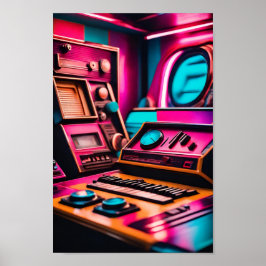 Póster Neon Synthwave Galaxy Poster