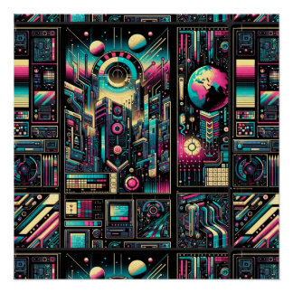 Póster Neon Tech Odyssey